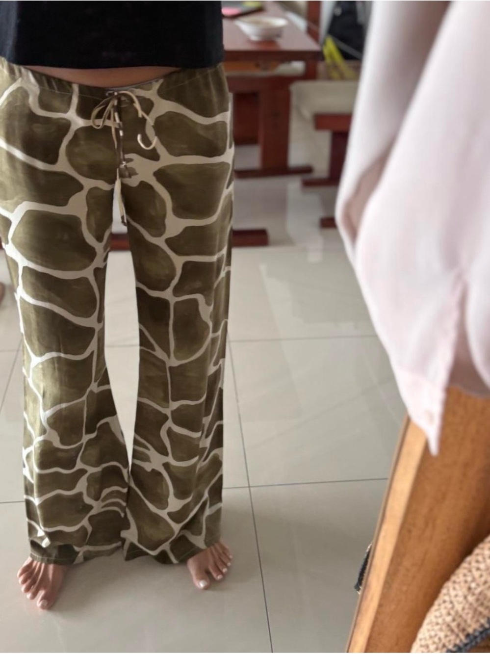 Giraffe-Print Silk Pants